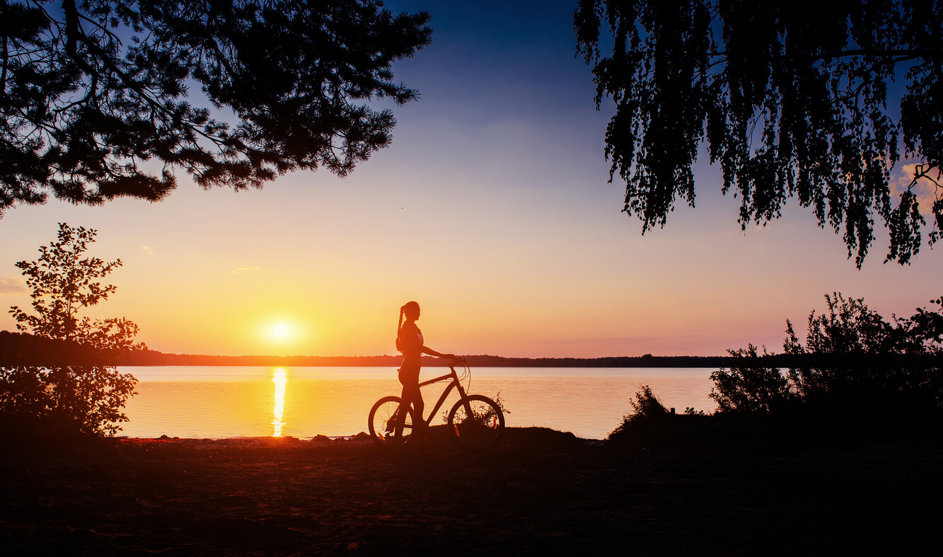 Biking by the lake