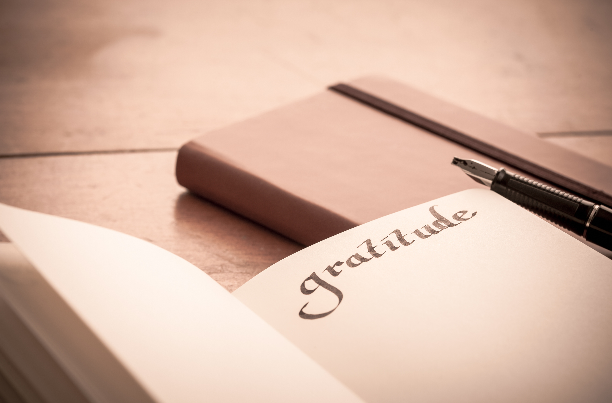 Notebook on wooden table