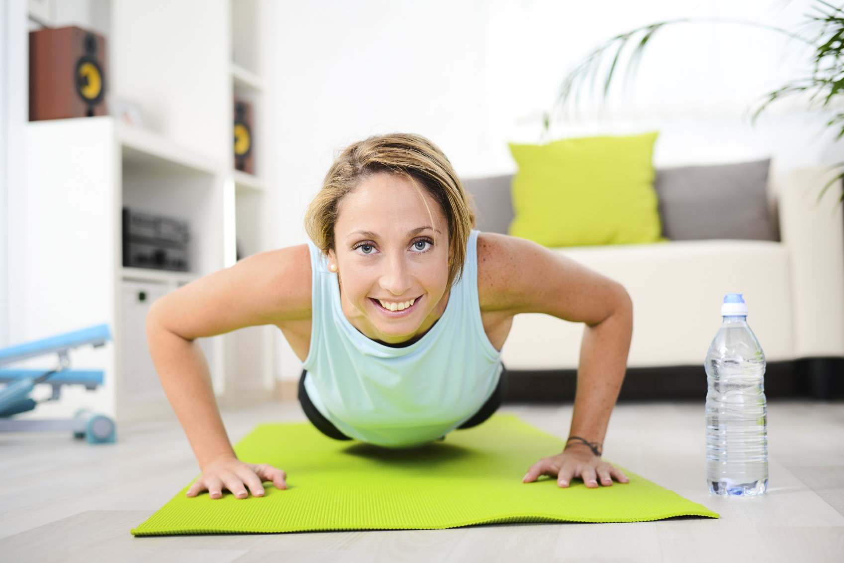 Woman exercising at home