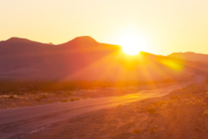 A sunset over mountains